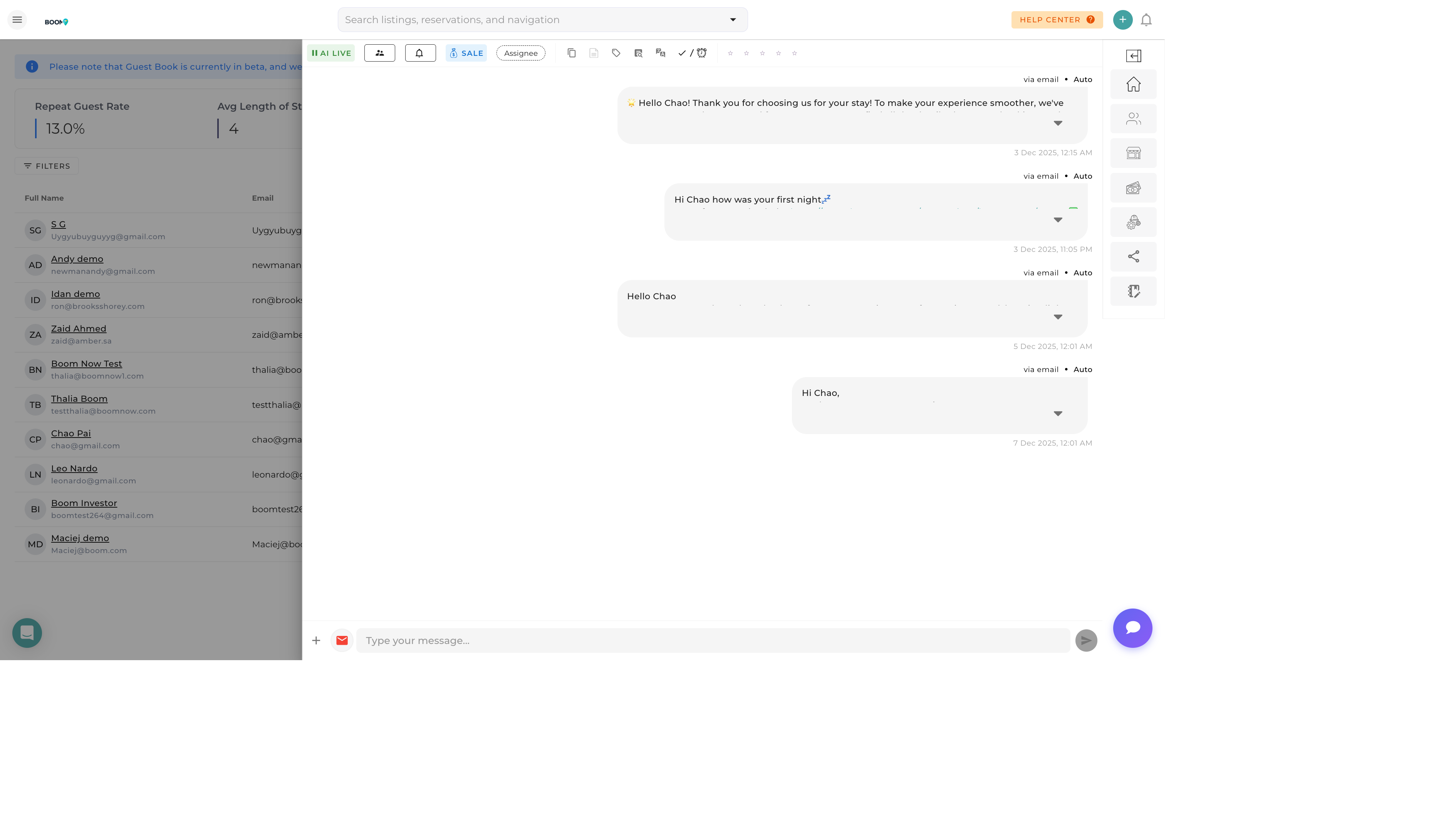 Guest Communication in Boom PMS