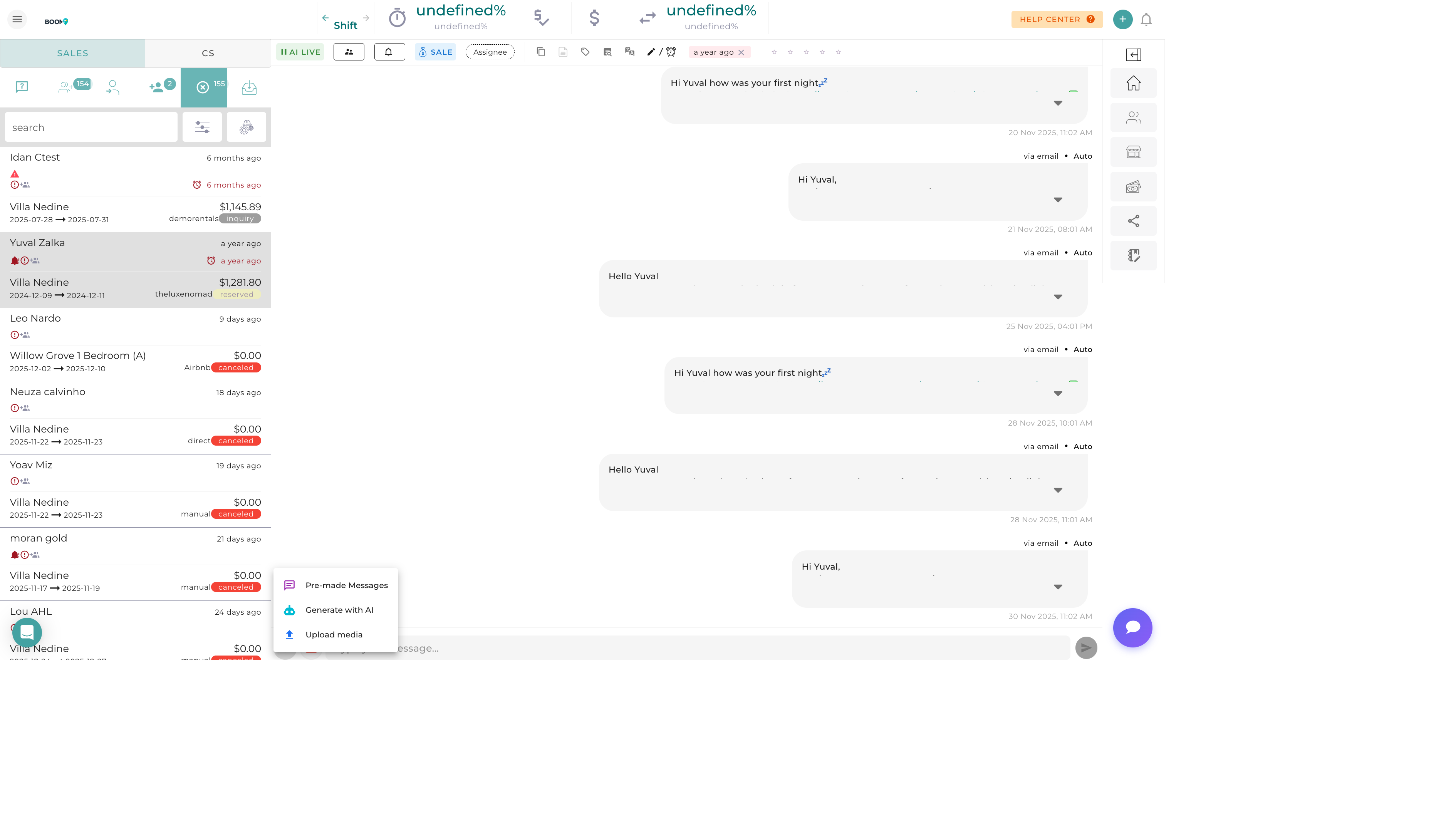 Message Templates in Boom PMS