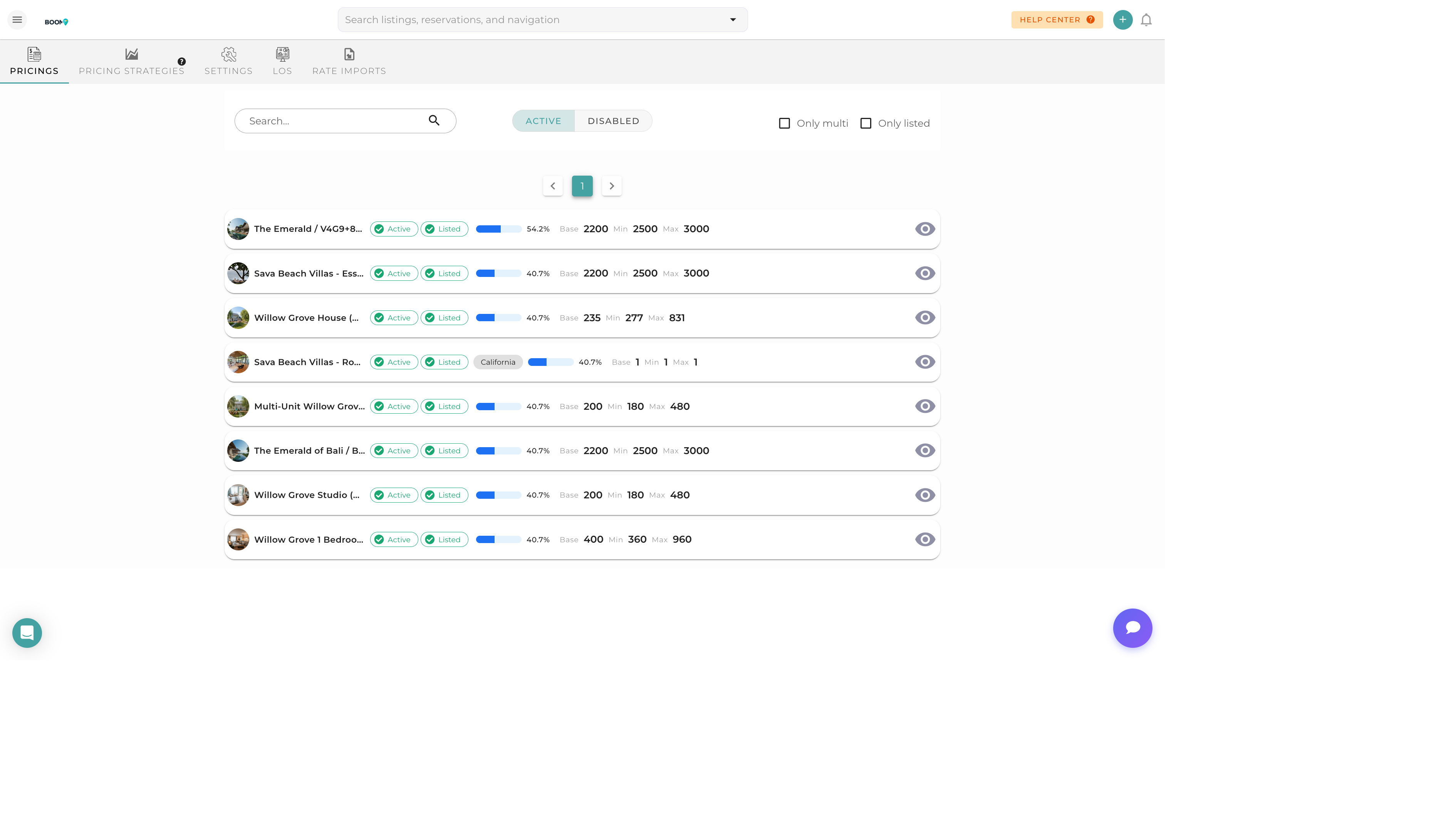 Pricing Panel Overview