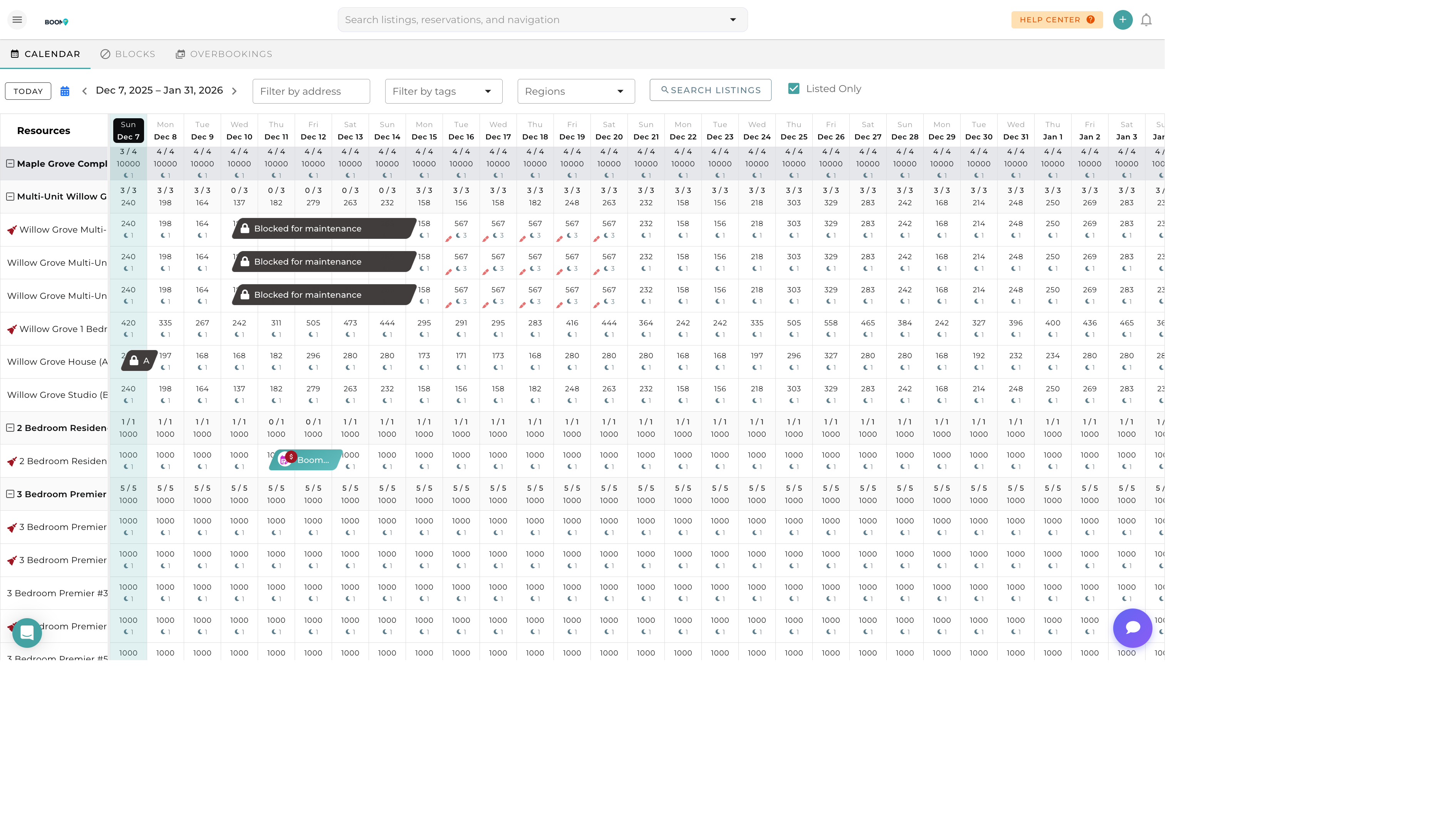 Reservation Timeline in Boom PMS