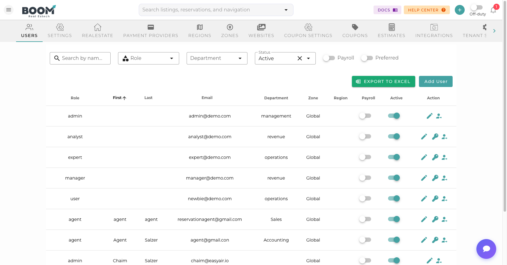 System Settings in Boom PMS