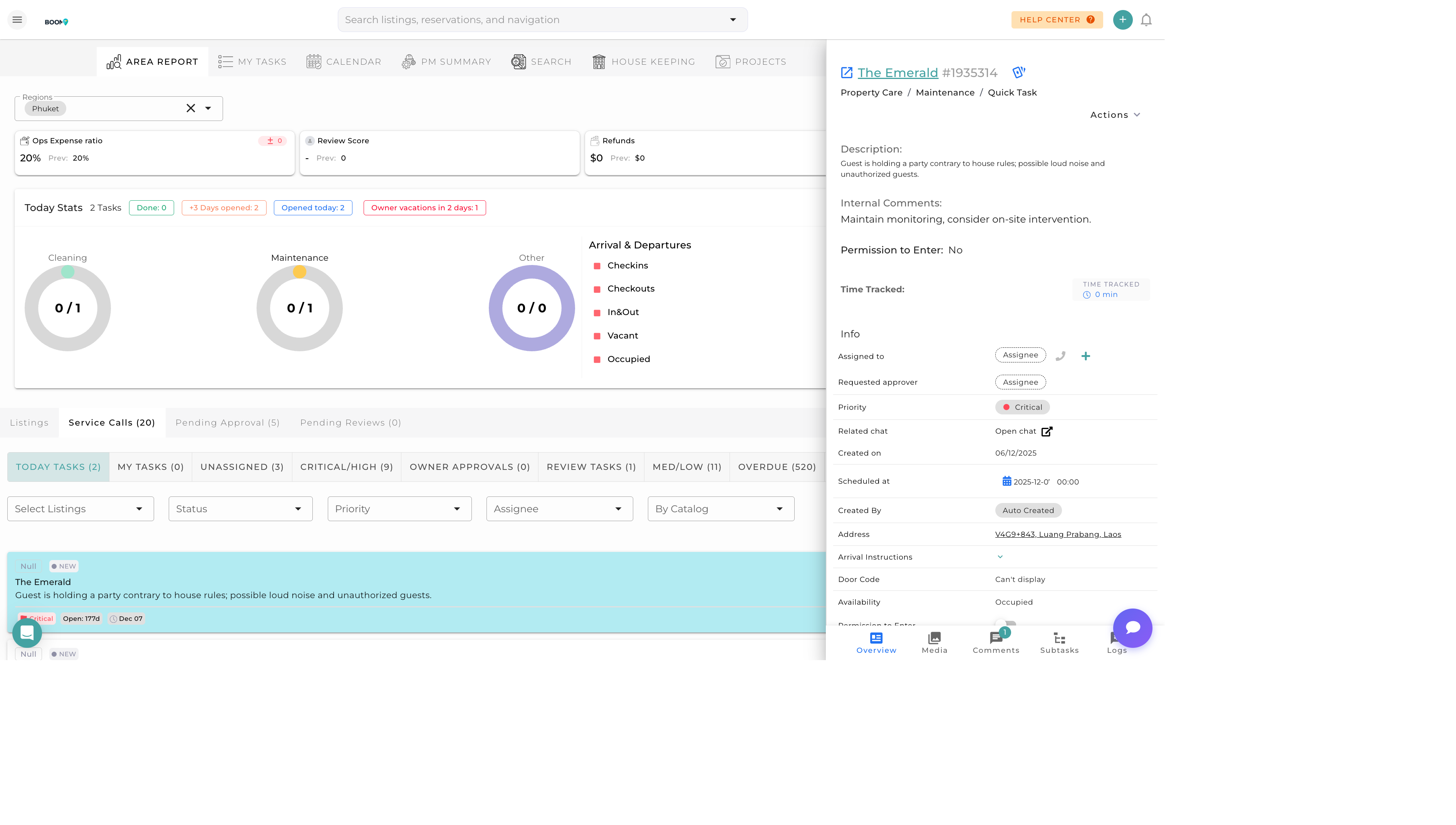 Create Task dialog in Boom PMS